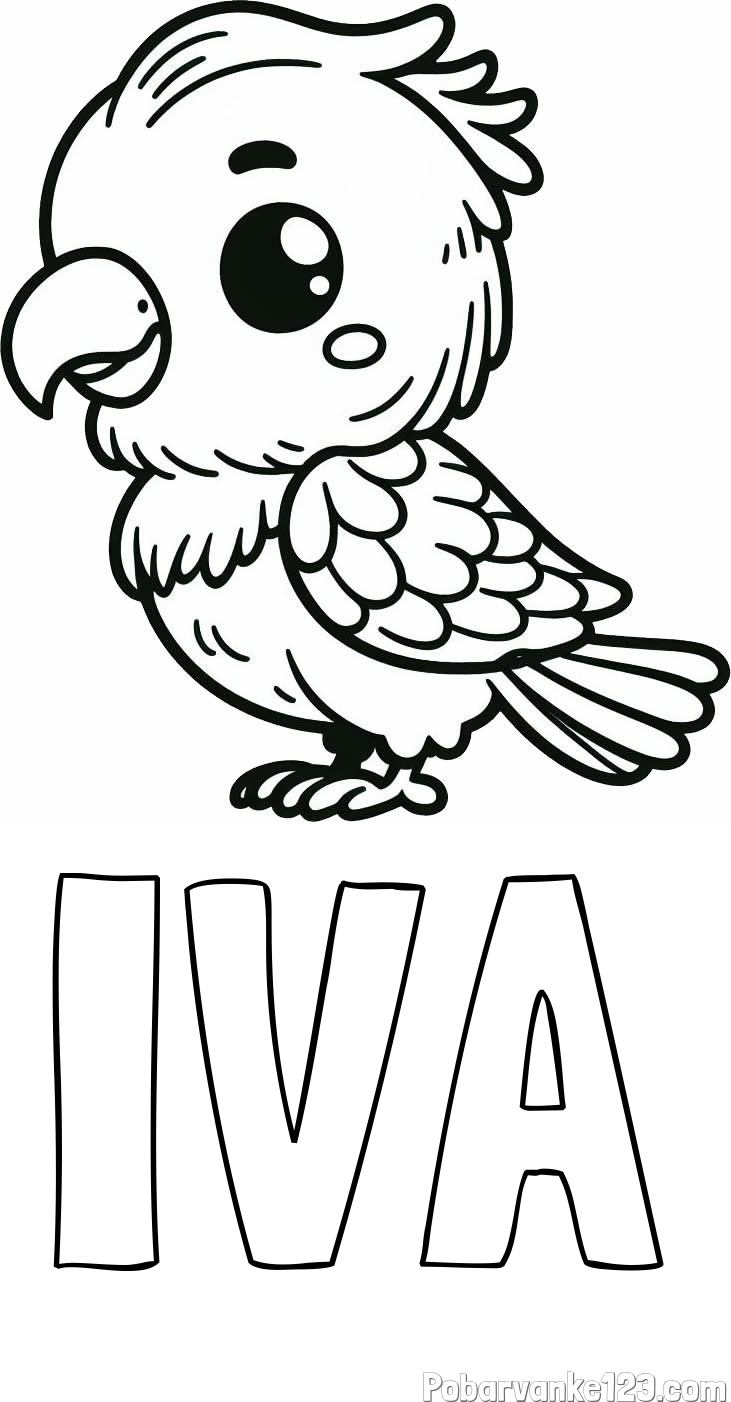 Pobarvanka imena IVA in pobarvanka ljubkega papagaja