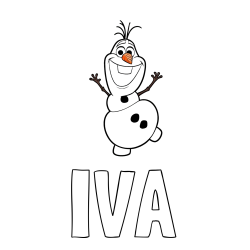 Online izdelana pobarvanka - Pobarvanka imena IVA in pobarvanka ljubkega snežaka Olaf