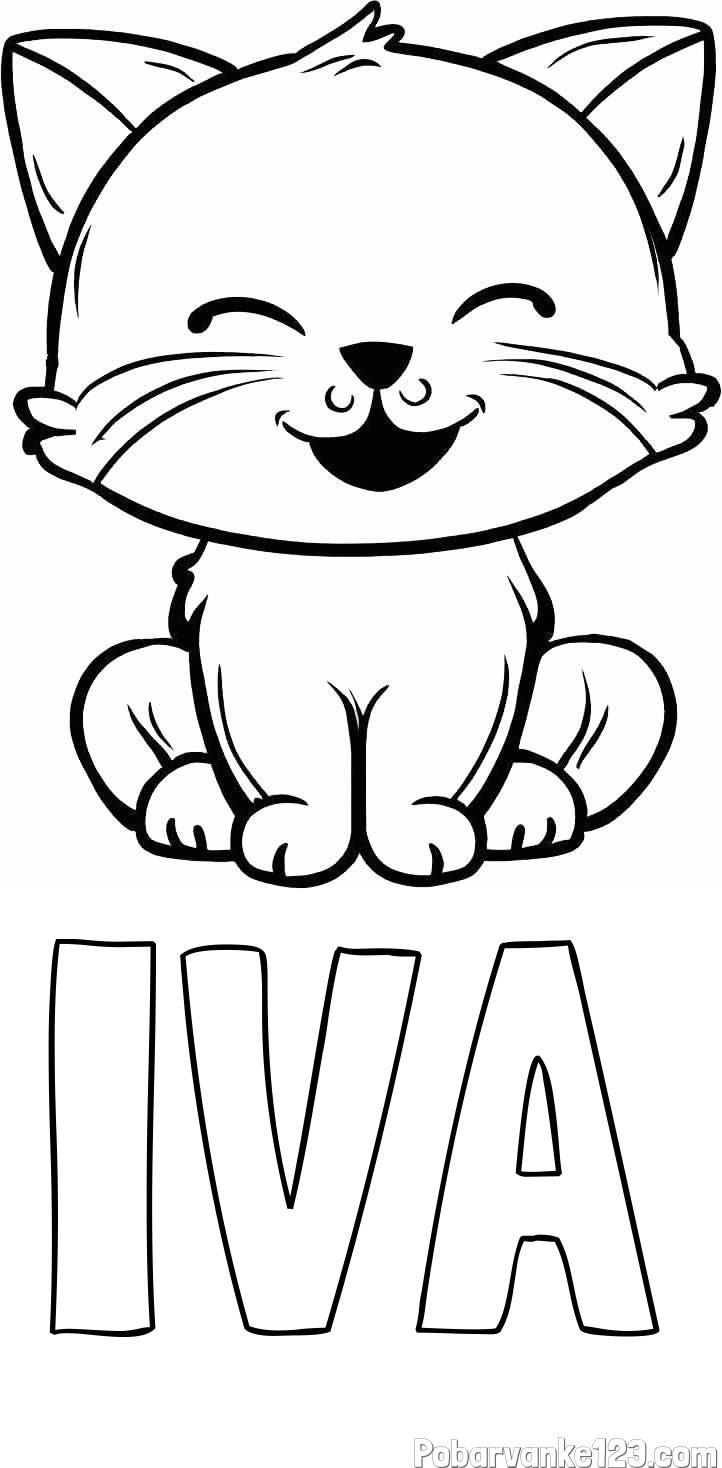 Pobarvanka imena IVA in pobarvanka prikupne mačke