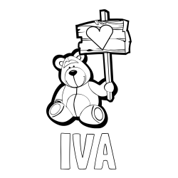 Online izdelana pobarvanka - Pobarvanka imena IVA in pobarvanka prikupnega medvedka