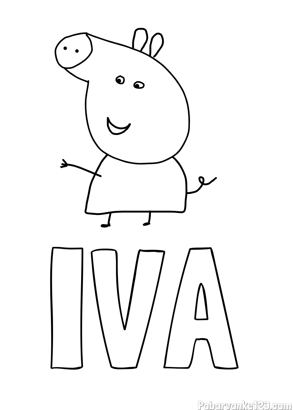 Pobarvanka imena IVA in pobarvanka pujse PEPE 🐽