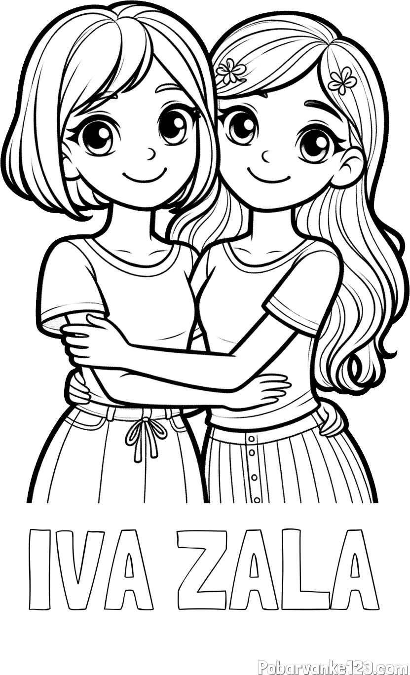Pobarvanka imena IVA ZALA in pobarvanka ljubkih prijateljic