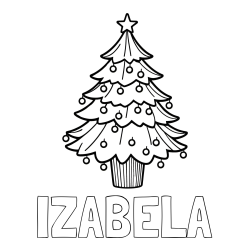 Online izdelana pobarvanka - Pobarvanka imena IZABELA in pobarvanka preproste božične smreke