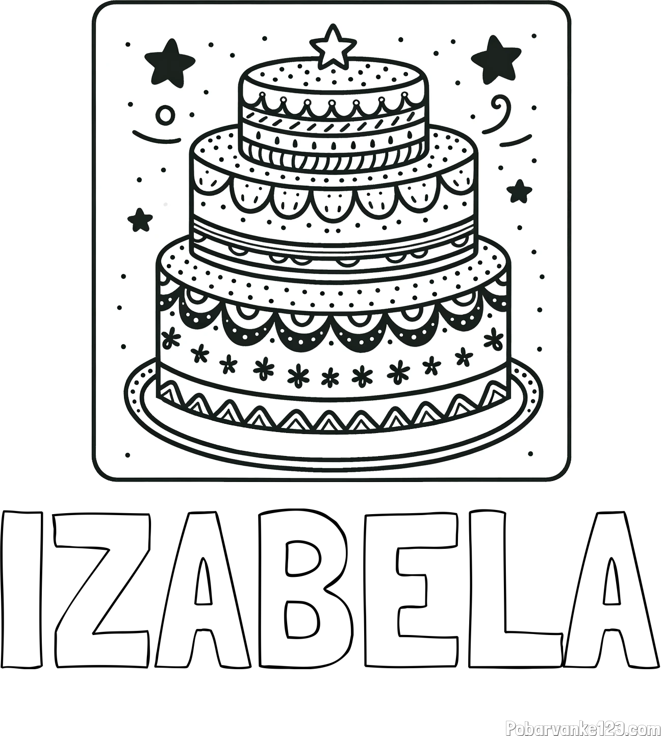 Pobarvanka imena IZABELA in pobarvanka slastne torte