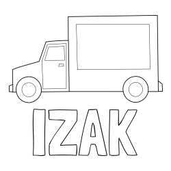 Online izdelana pobarvanka - Pobarvanka imena IZAK in otroška pobarvanka kamiona