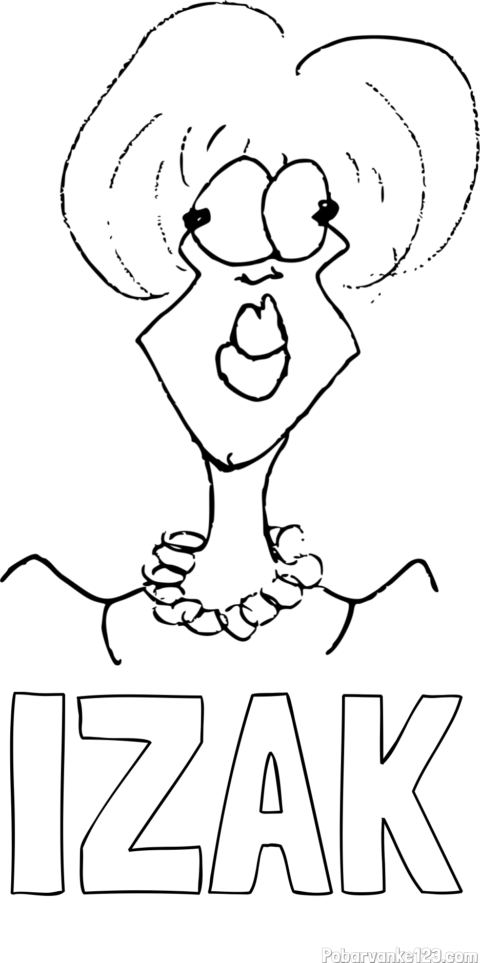 Pobarvanka imena IZAK in pobarvanka ženske z velikimi ustnicami