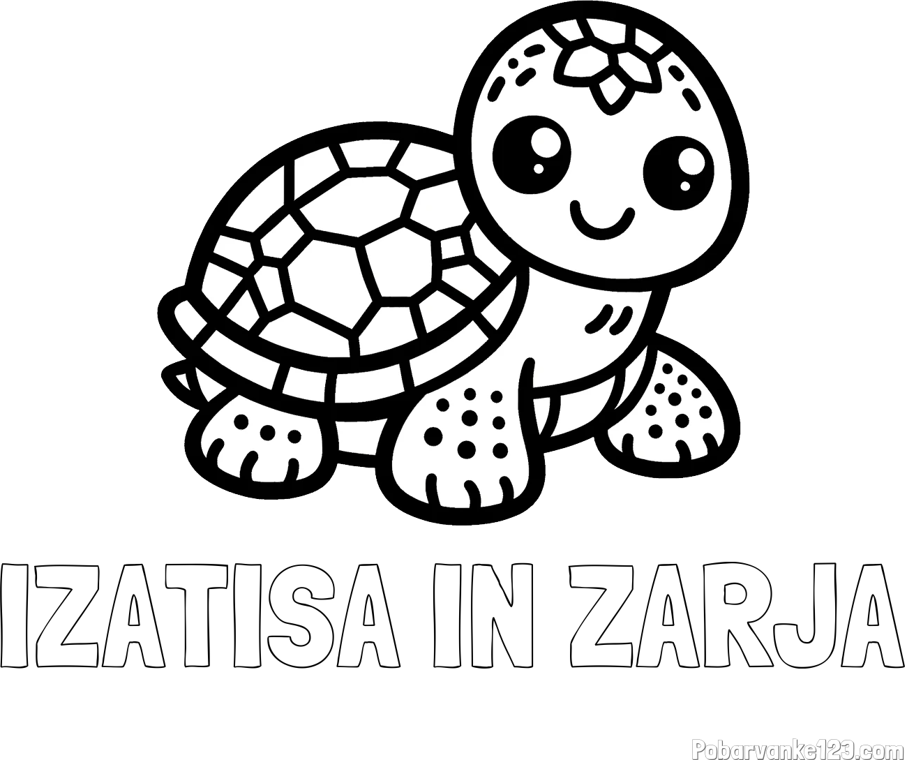 Pobarvanka imena IZATISA IN ZARJA in otroška pobarvanka želve
