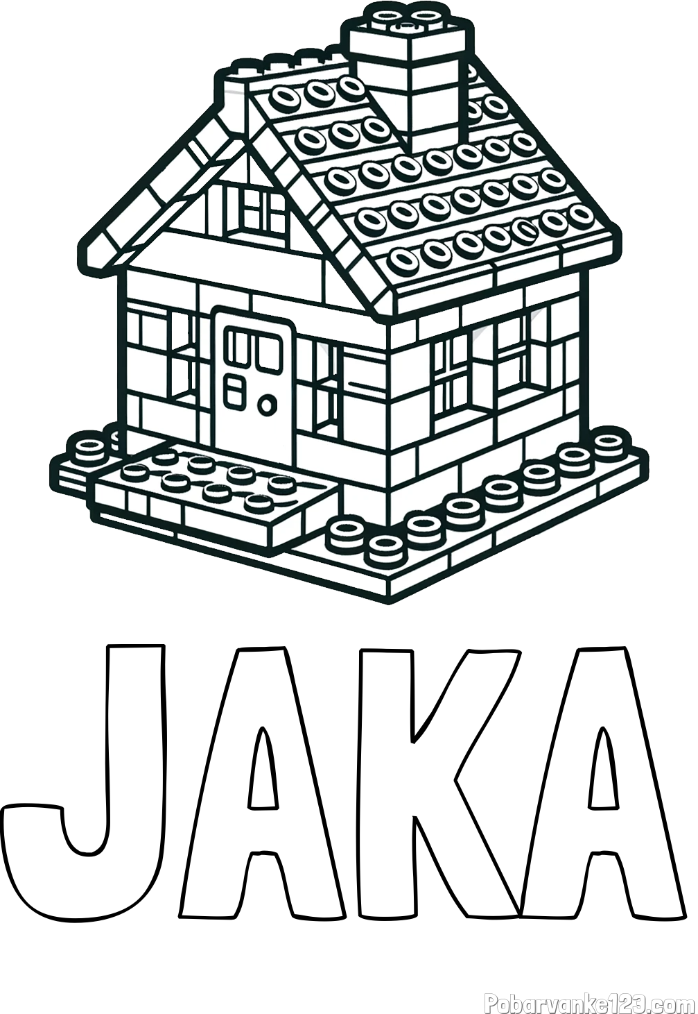 Pobarvanka imena JAKA in pobarvanka LEGO hiške