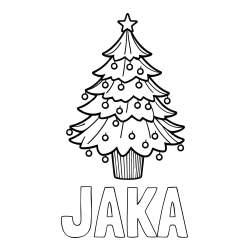 Online izdelana pobarvanka - Pobarvanka imena JAKA in pobarvanka preproste božične smreke