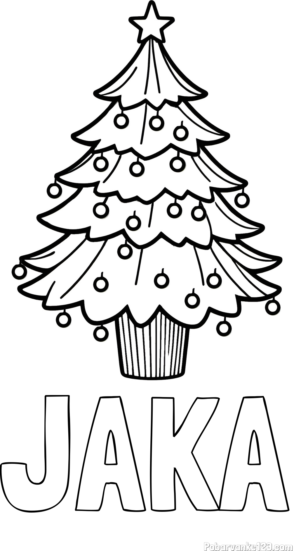 Pobarvanka imena JAKA in pobarvanka preproste božične smreke