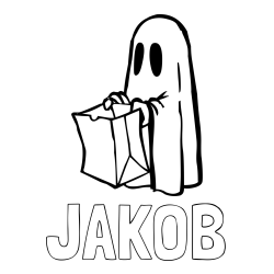 Online izdelana pobarvanka - Pobarvanka imena JAKOB in otroška pobarvanka duhca