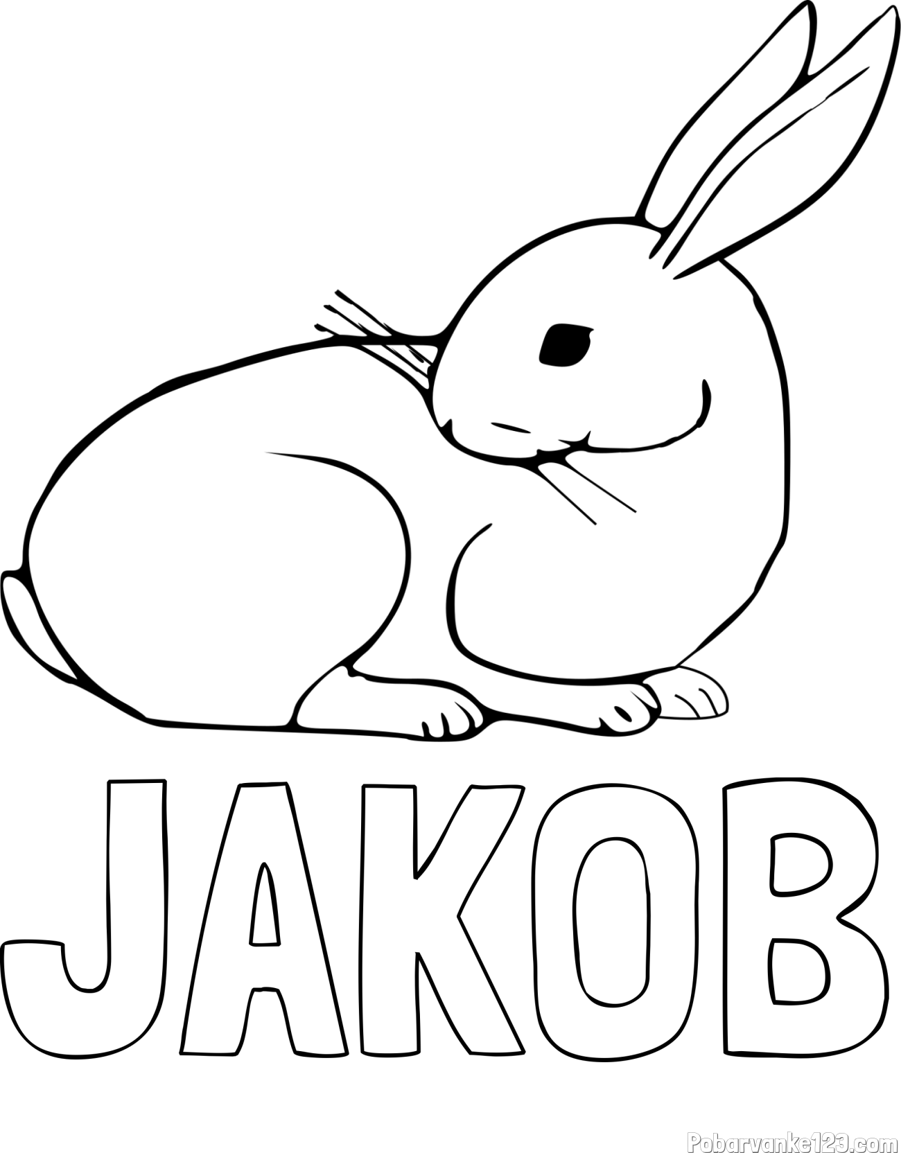 Pobarvanka imena JAKOB in pobarvanka zajčka, ki je nekaj opazil