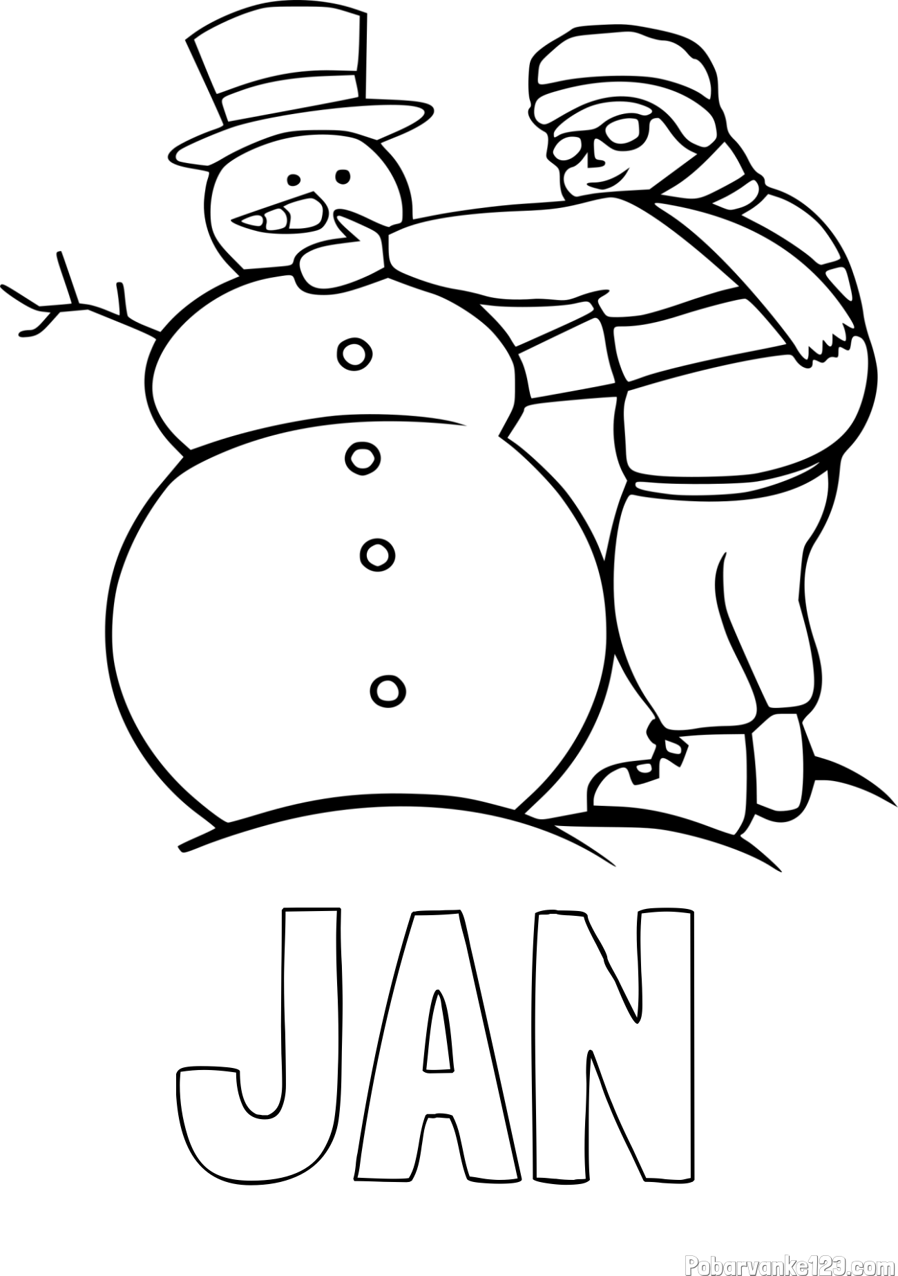 Pobarvanka imena JAN in pobarvanka snežaka