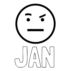 Online izdelana pobarvanka - Pobarvanka imena JAN in pobarvanka začudenega smeška