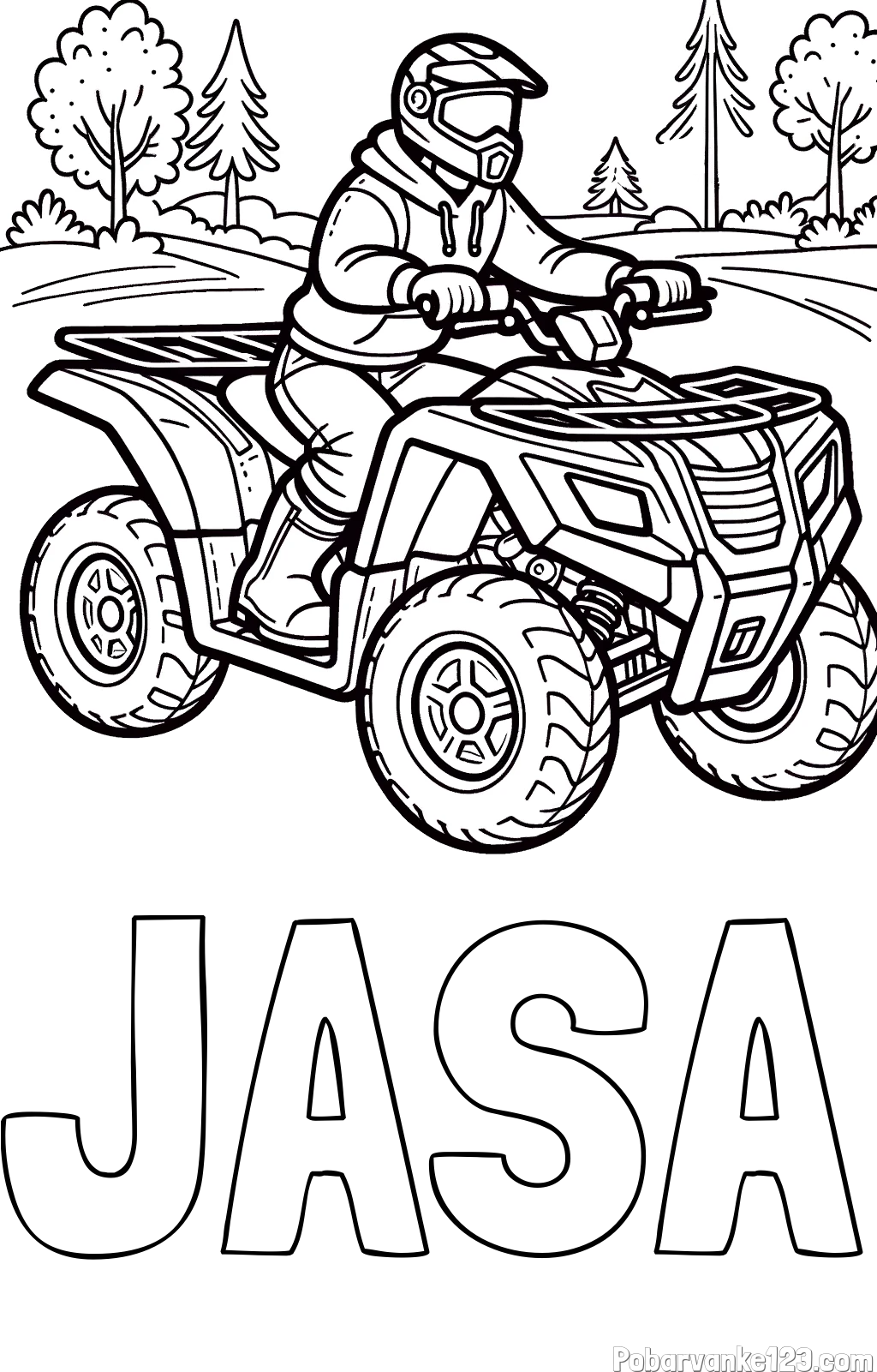 Pobarvanka imena JAŠA in pobarvanka motorista na štirikolesniku