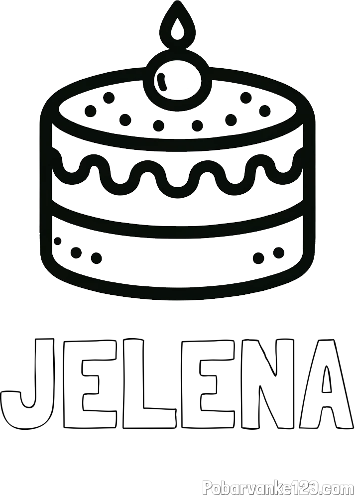 Pobarvanka imena JELENA in otroška pobarvanka majhne torte