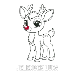 Online izdelana pobarvanka - Pobarvanka imena JELENČEK LUKA in pobarvanka nasmejanega jelenčka Rudolfa