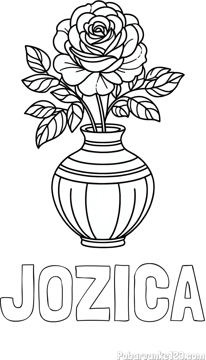 Pobarvanka imena JOŽICA in pobarvanka vrtnice v vazi
