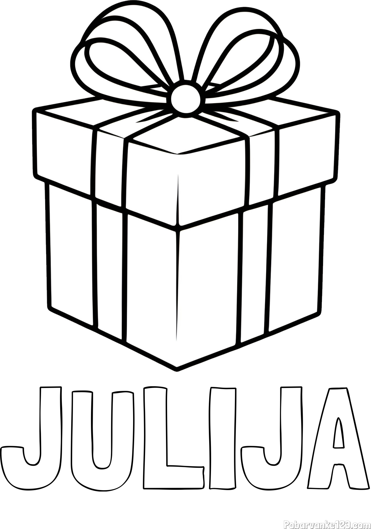 Pobarvanka imena JULIJA in pobarvanka preprostega darila