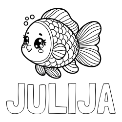 Online izdelana pobarvanka - Pobarvanka imena JULIJA in pobarvanka ribe z bujnimi plavutmi