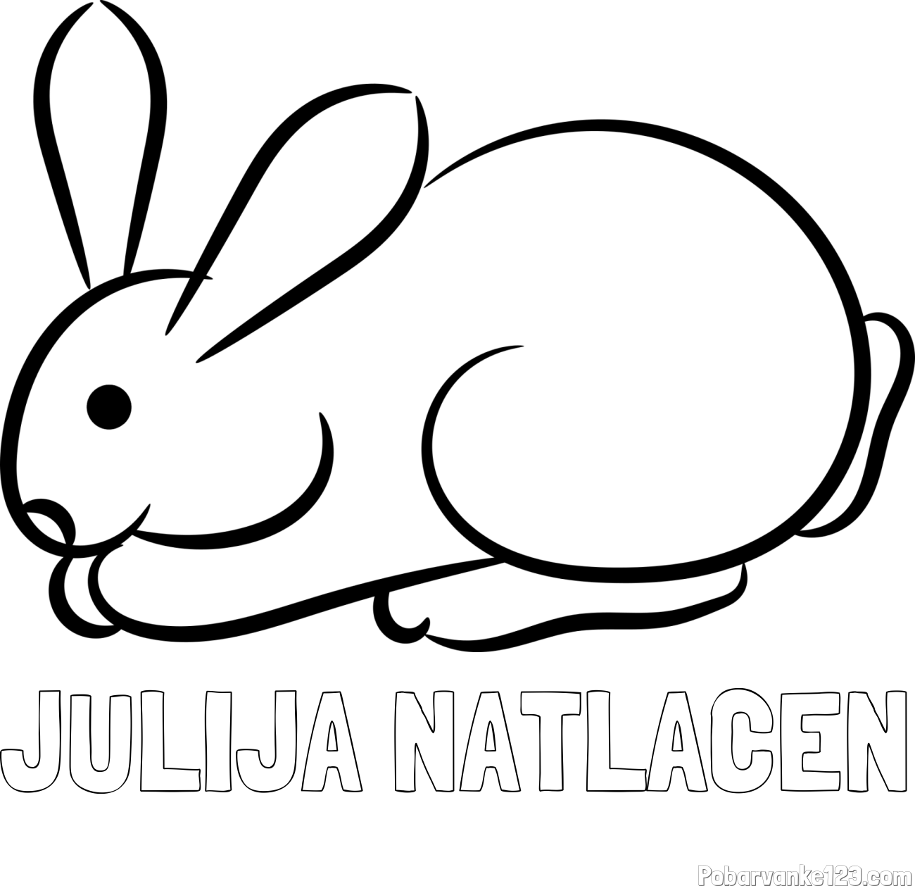 Pobarvanka imena JULIJA NATLAČEN in pobarvanka majhnega zajčka
