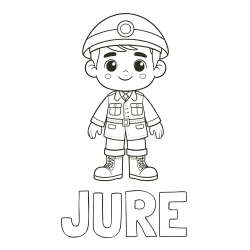 Online izdelana pobarvanka - Pobarvanka imena JURE in otroška pobarvanka nasmejanega vojaka