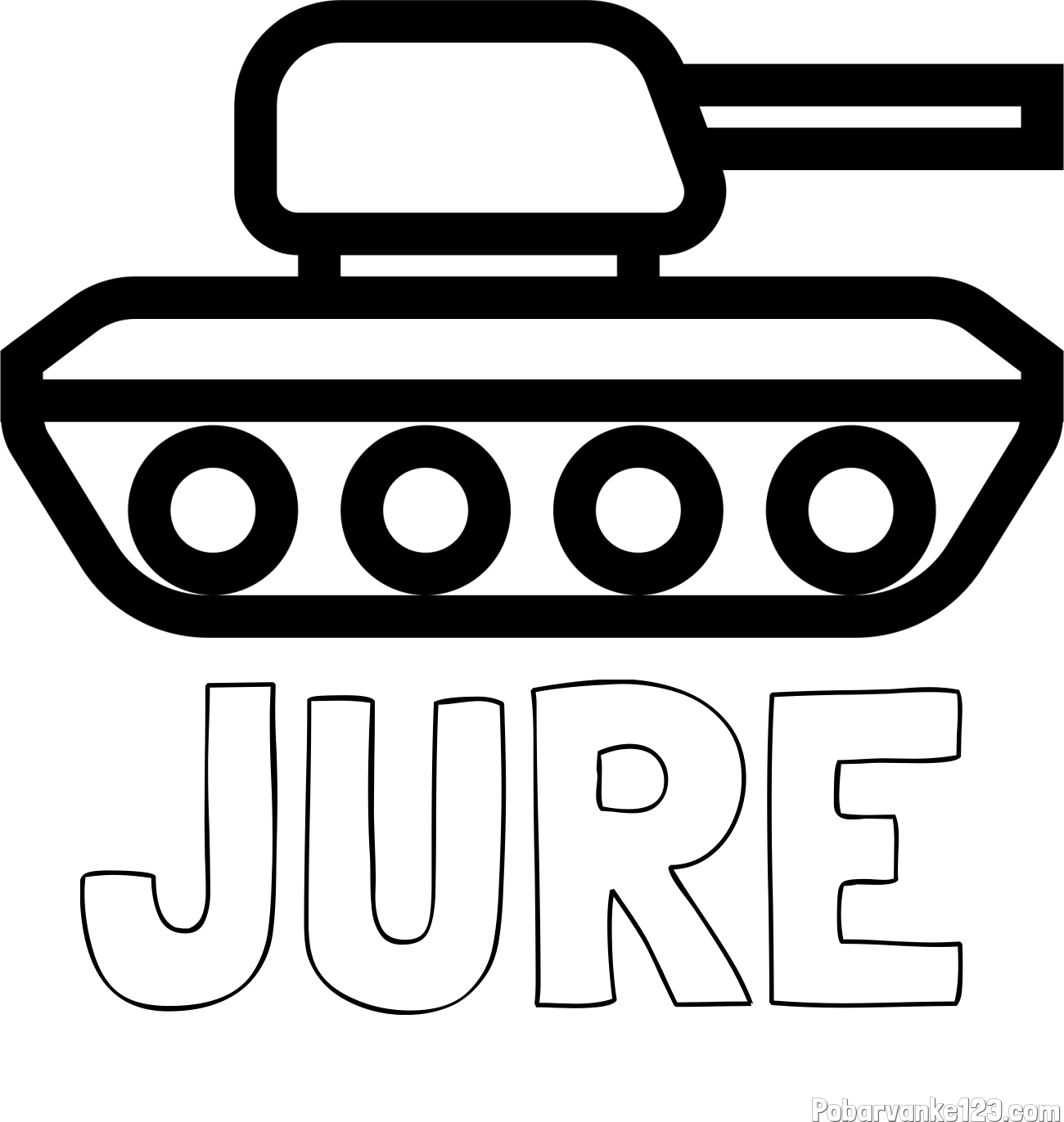 Pobarvanka imena JURE in pobarvanka majhnega tanka