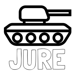 Online izdelana pobarvanka - Pobarvanka imena JURE in pobarvanka majhnega tanka