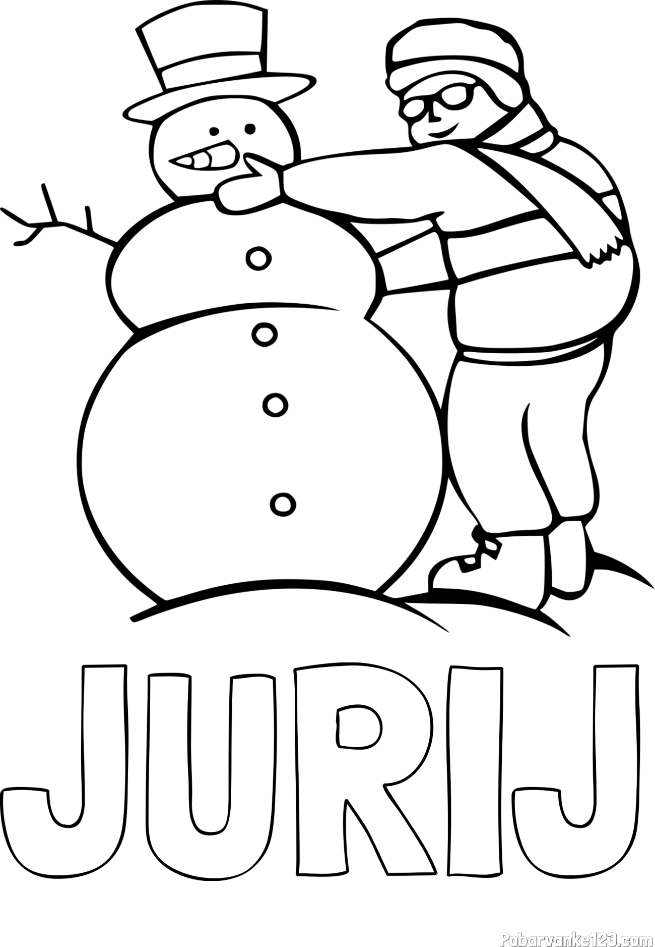 Pobarvanka imena JURIJ in pobarvanka snežaka