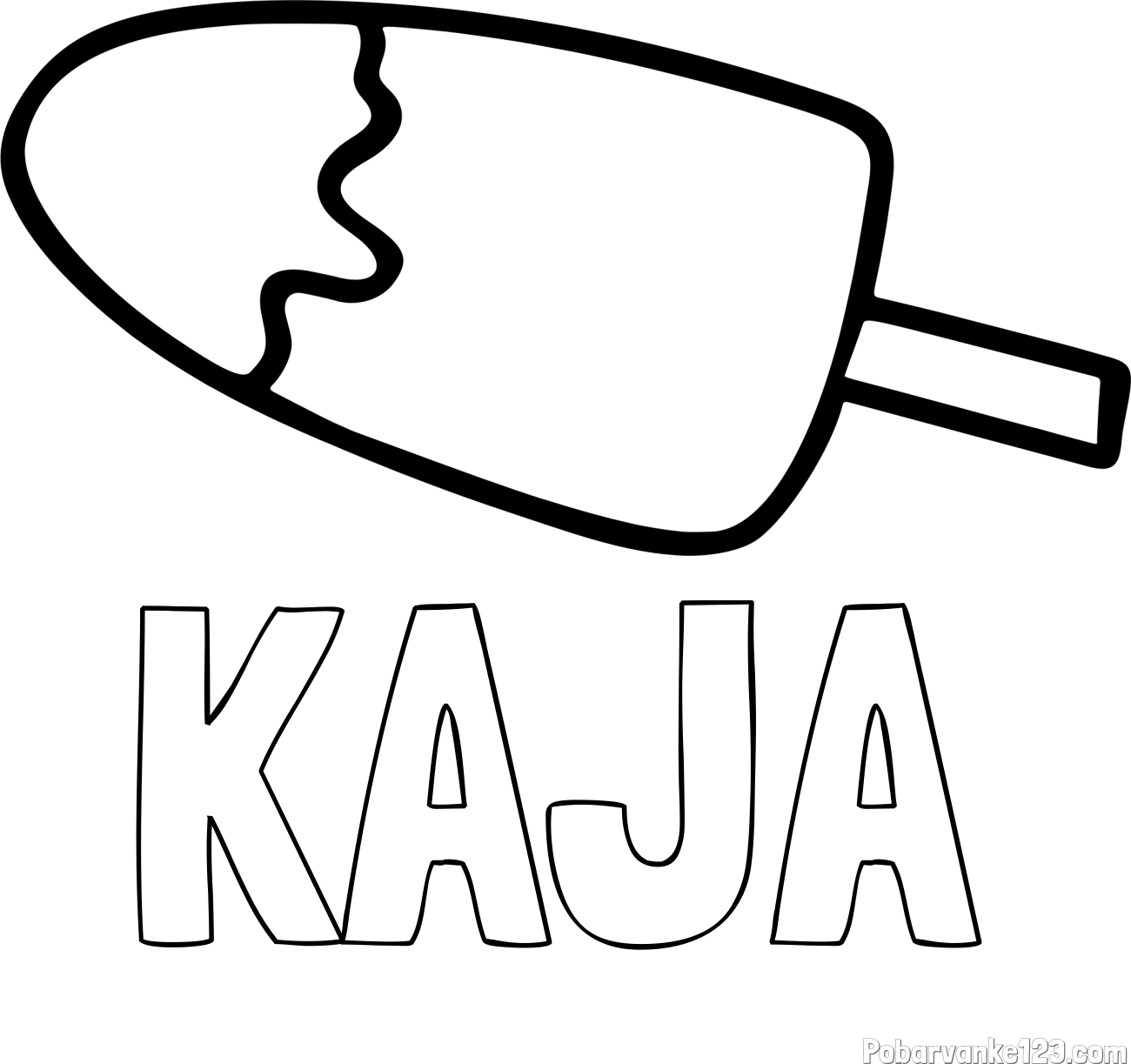 Pobarvanka imena KAJA in pobarvanka lučke (sladoled na palčki)