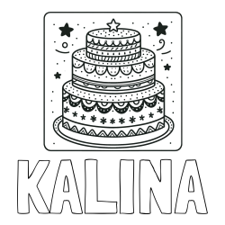 Online izdelana pobarvanka - Pobarvanka imena KALINA in pobarvanka slastne torte