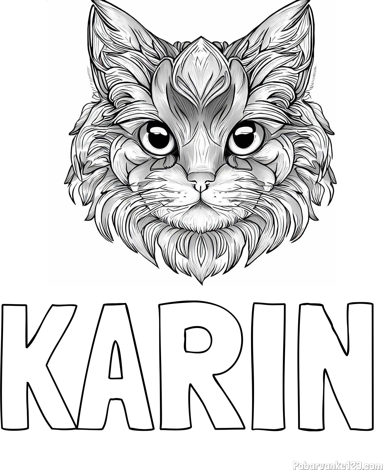Pobarvanka imena KARIN in pobarvanka mačke