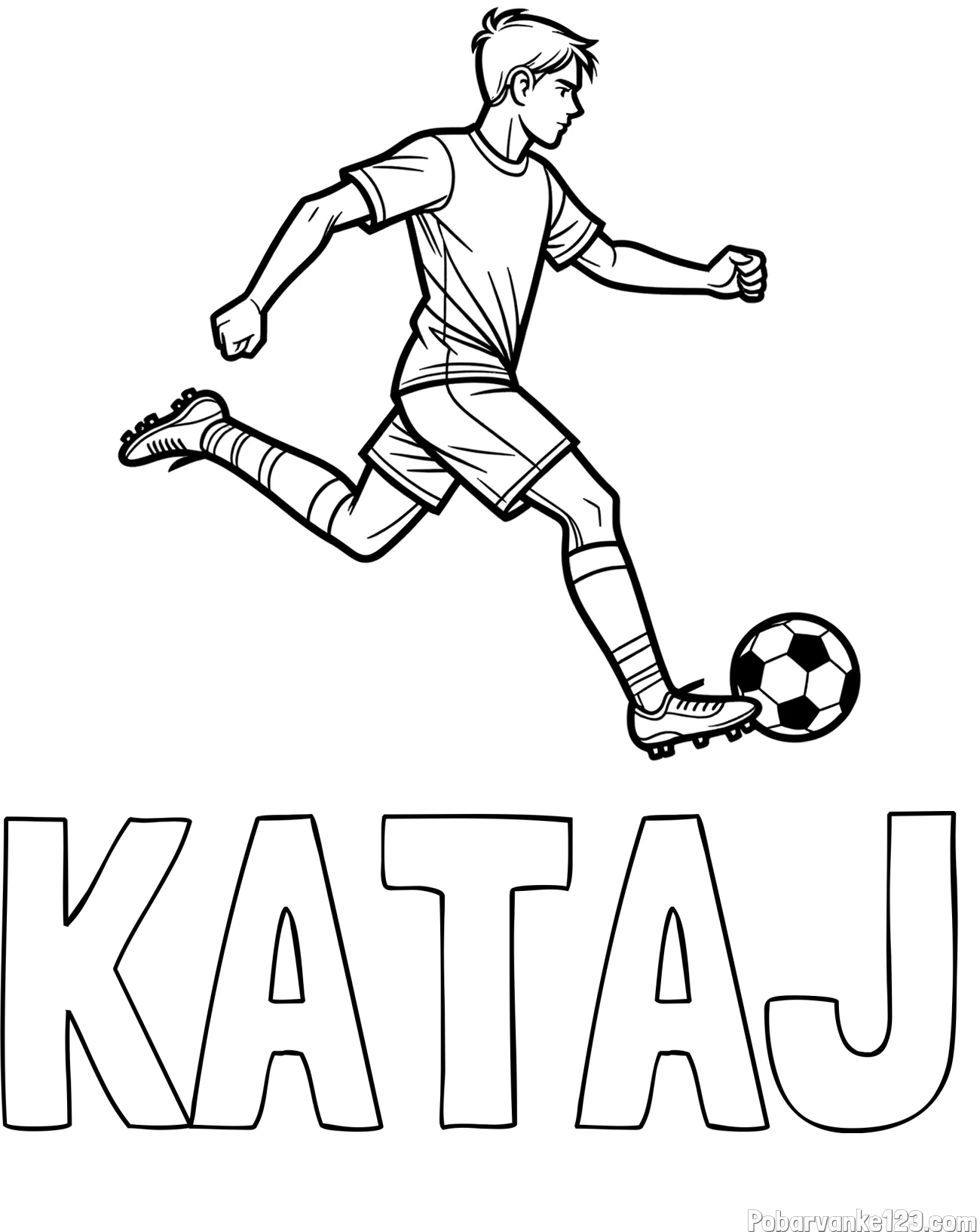 Pobarvanka imena KATAJ in pobarvanka nogometaša v napadu