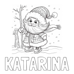 Online izdelana pobarvanka - Pobarvanka imena KATARINA in pobarvanka prikupnega Dedka Mraza