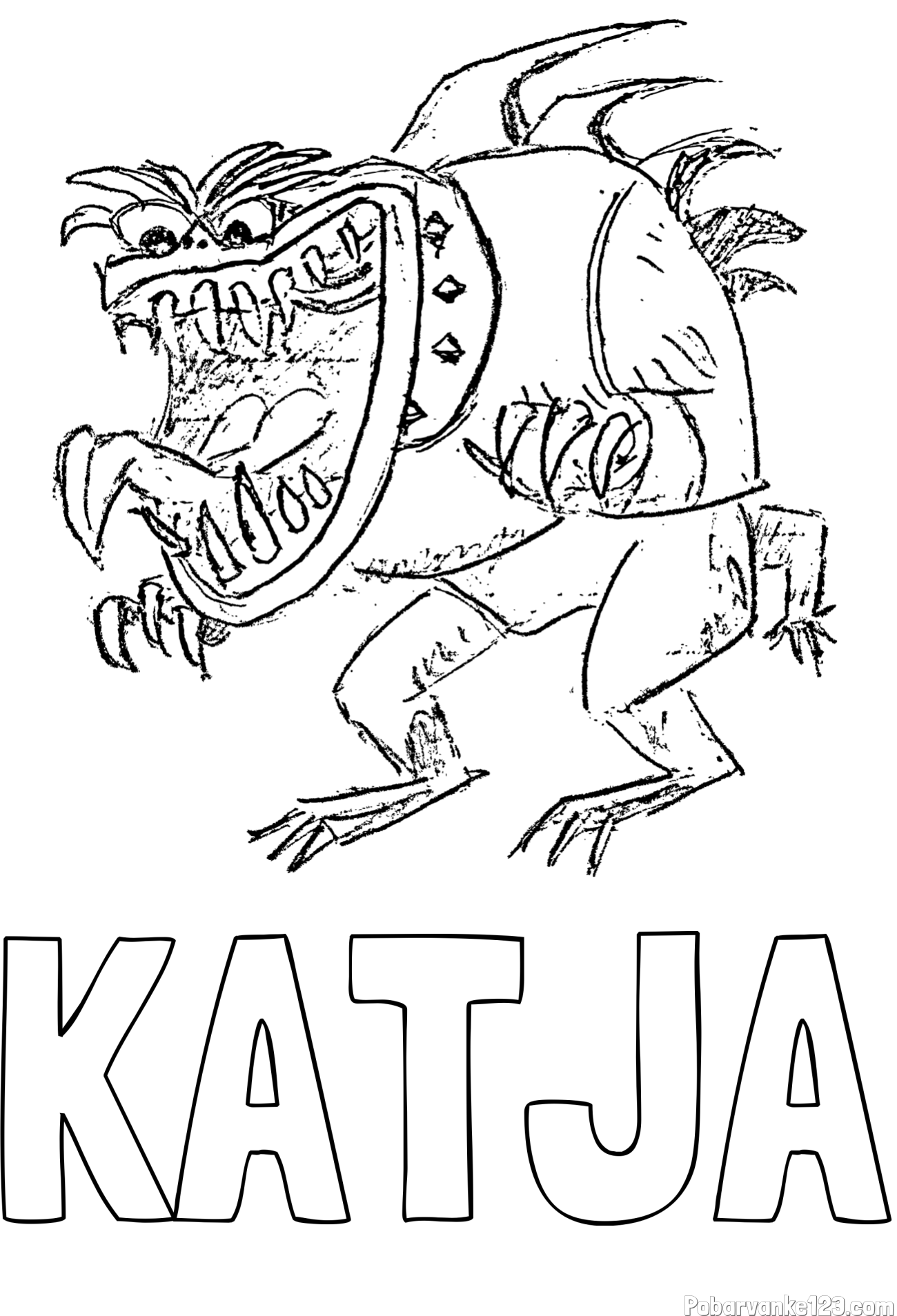 Pobarvanka imena KATJA in pobarvanka zlobne pošasti