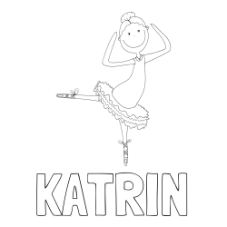 Online izdelana pobarvanka - Pobarvanka imena KATRIN in pobarvanka balerine