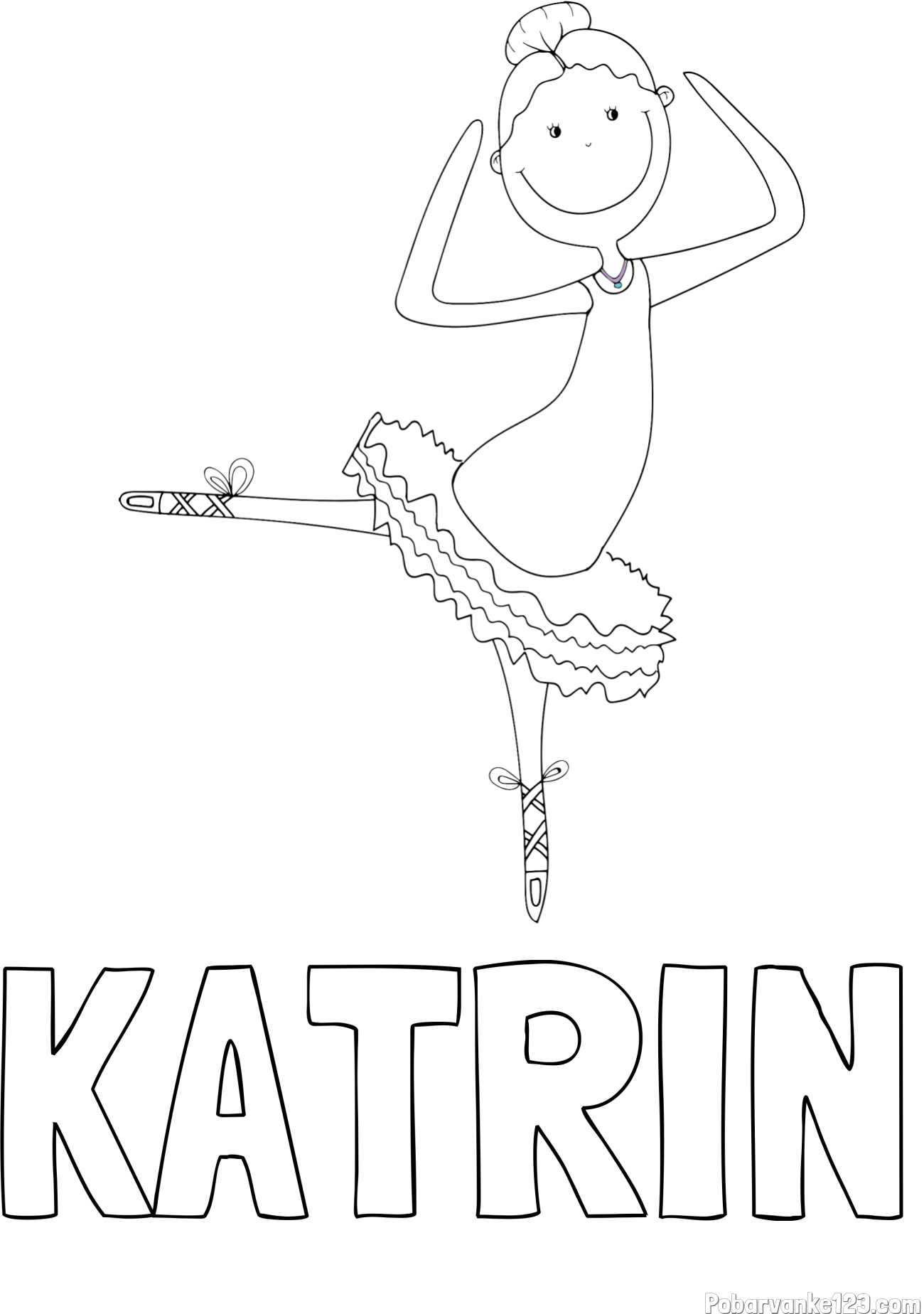 Pobarvanka imena KATRIN in pobarvanka balerine