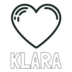 Pobarvanka imena KLARA in pobarvanka lepega srčka
