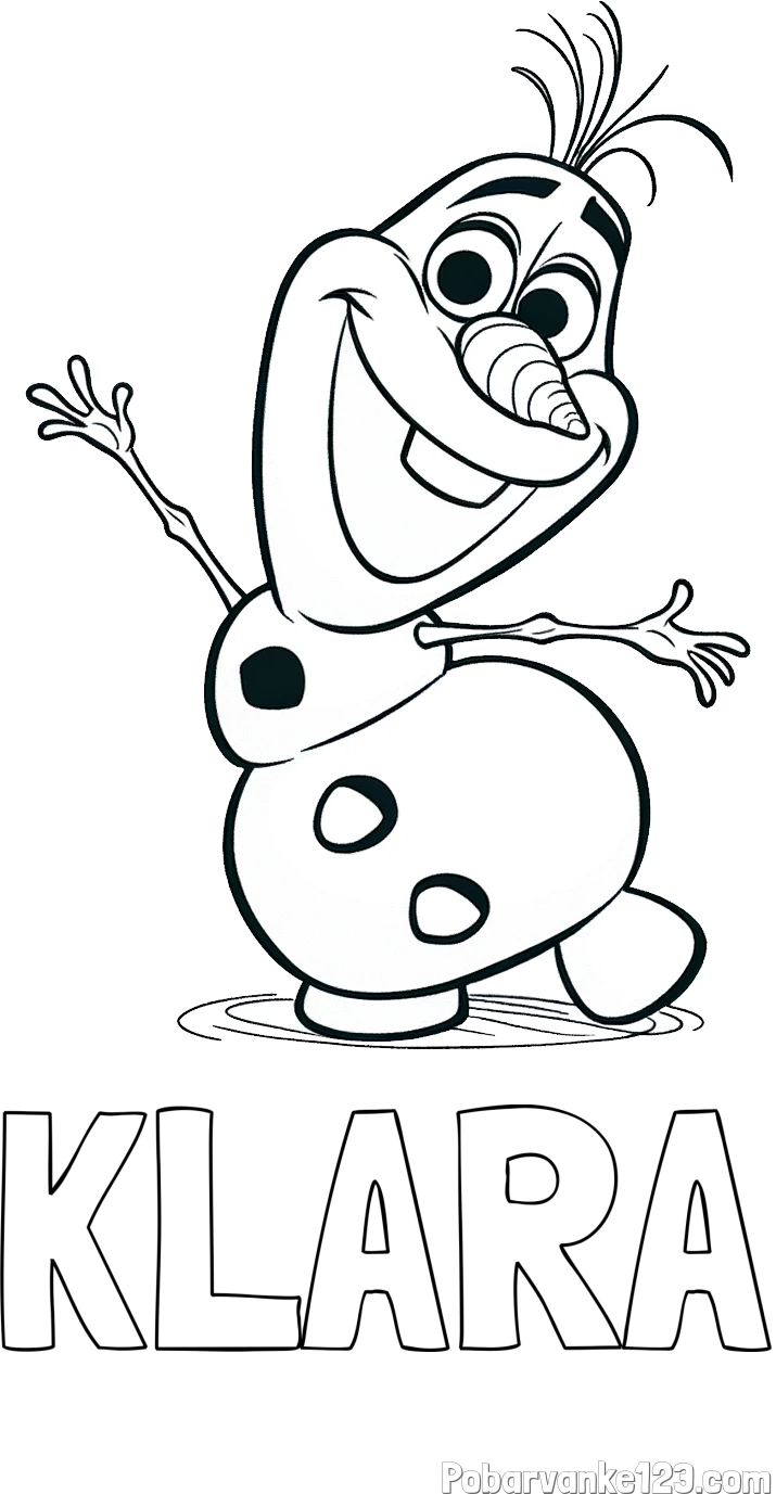 Pobarvanka imena KLARA in pobarvanka Olaf