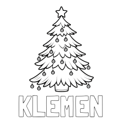 Online izdelana pobarvanka - Pobarvanka imena KLEMEN in pobarvanka božične jelke z božično zvezdico in bunkicami