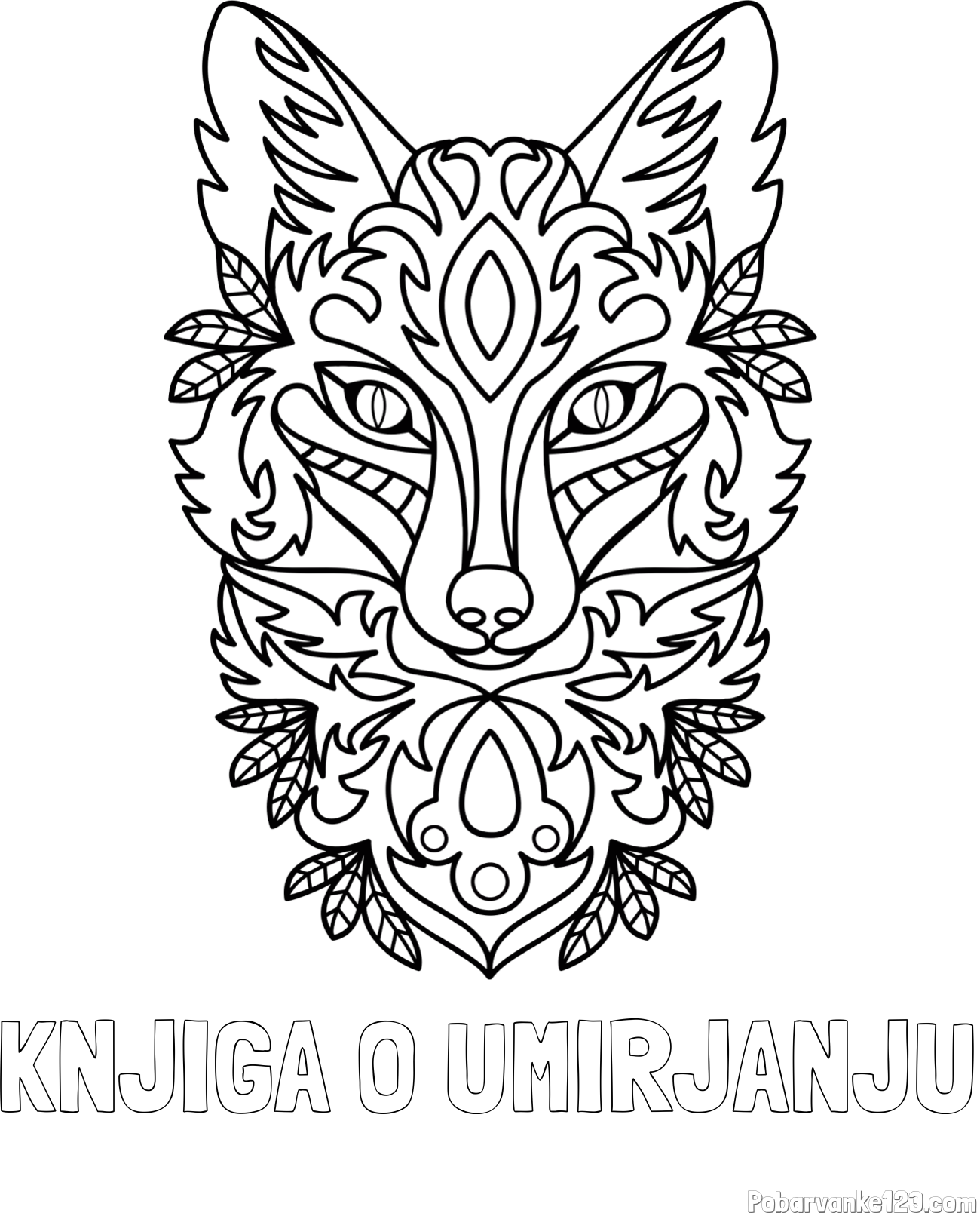 Pobarvanka imena KNJIGA O UMIRJANJU in pobarvanka volka - mandale