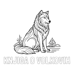 Online izdelana pobarvanka - Pobarvanka imena KNJIGA O VOLKOVIH in pobarvanka sedečega volka
