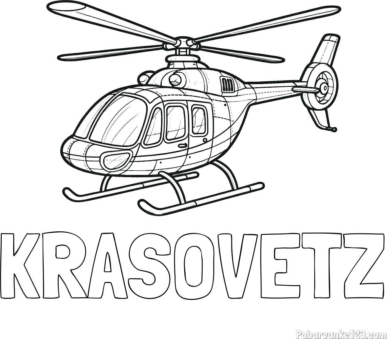 Pobarvanka imena KRASOVETZ in pobarvanka sodobnega helikopterja