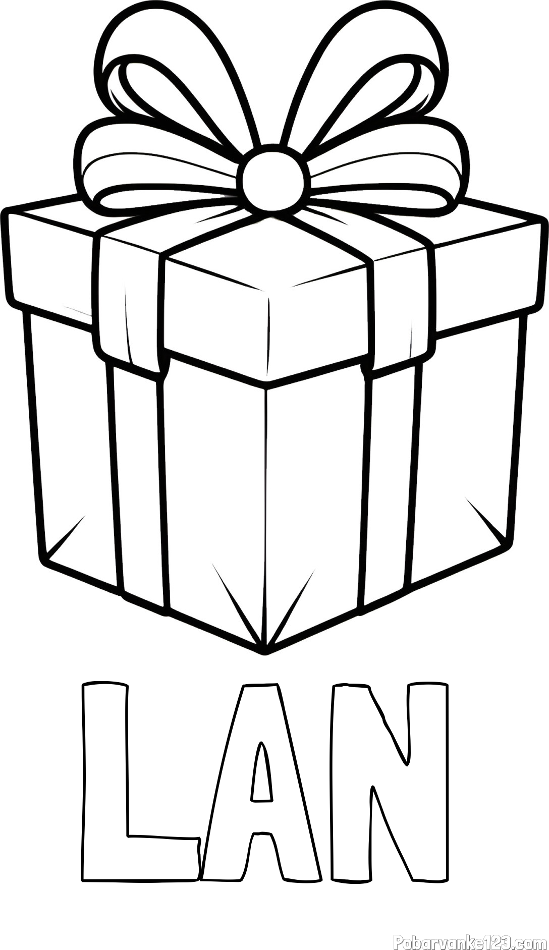 Pobarvanka imena LAN in pobarvanka darilne škatle s pentljo