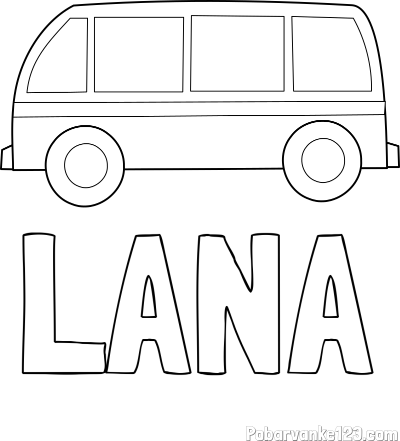 Pobarvanka imena LANA in avtobus