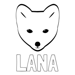Online izdelana pobarvanka - Pobarvanka imena LANA in otroška pobarvanka lisičje glave