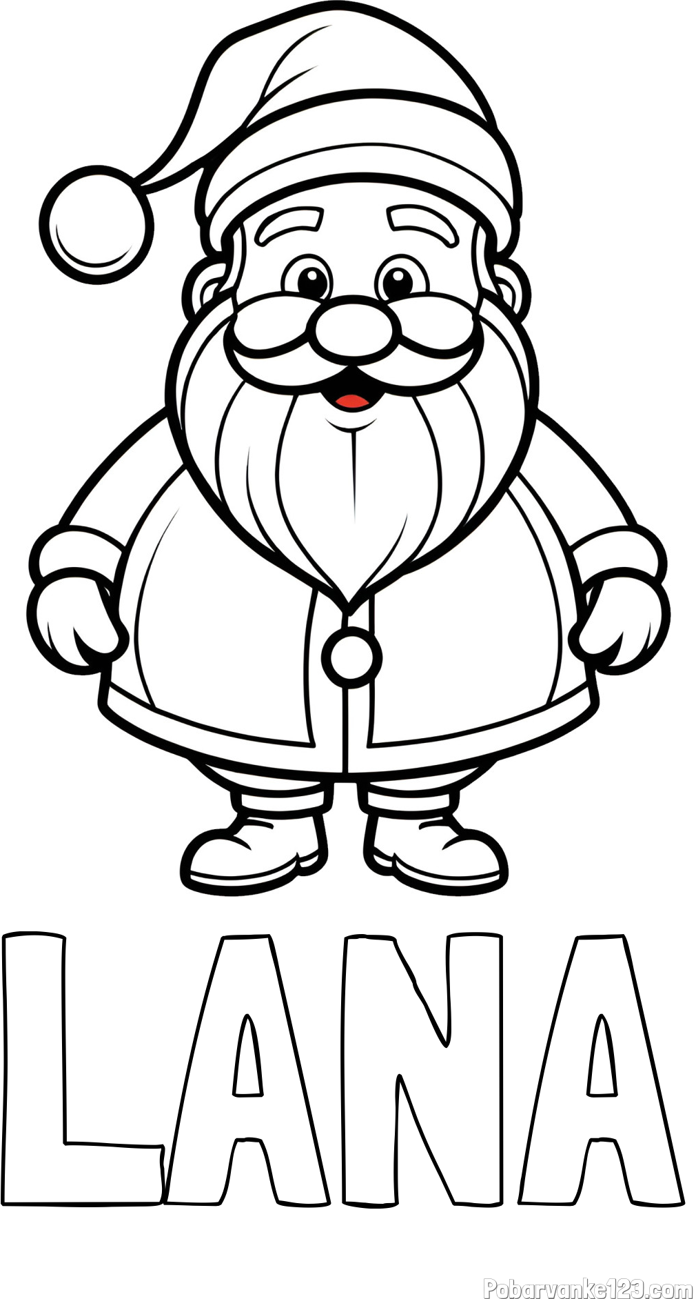 Pobarvanka imena LANA in otroška pobarvanka prikupnega Božička