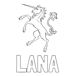 Pobarvanka imena LANA in samorog Pua