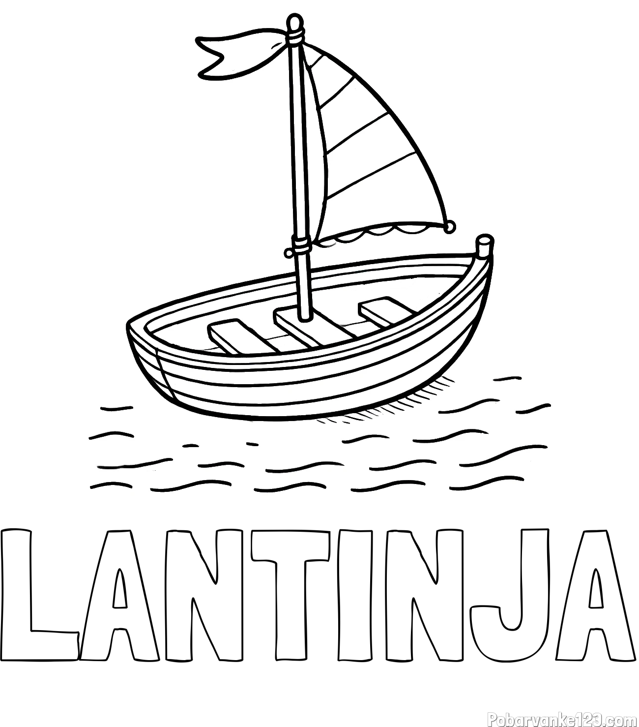 Pobarvanka imena LANTINJA in preprosta pobarvanka ladjice