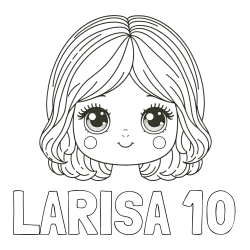Online izdelana pobarvanka - Pobarvanka imena LARISA 10 in pobarvanka obraza prikupne punčke